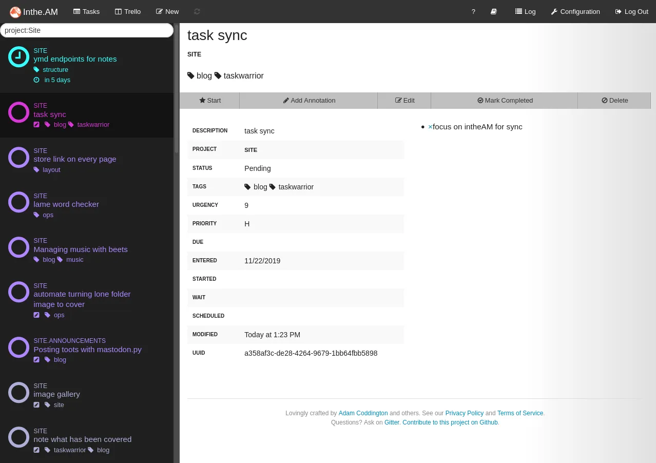 inthe.AM Web interface