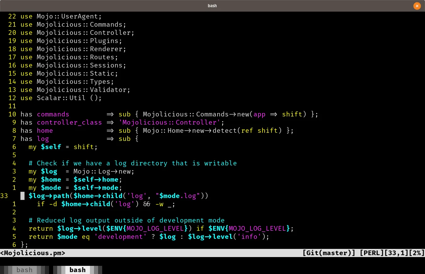 Ligatures when looking at Mojolicious source